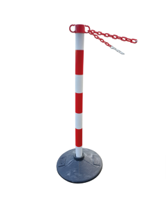 4 Red/ white posts with 6 metres red/white chain