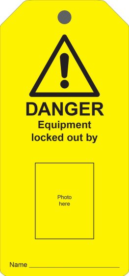 Photo ID Lockout Tag - 'Danger Do Not Operate This Equipment Locked Out' - 10 Pack